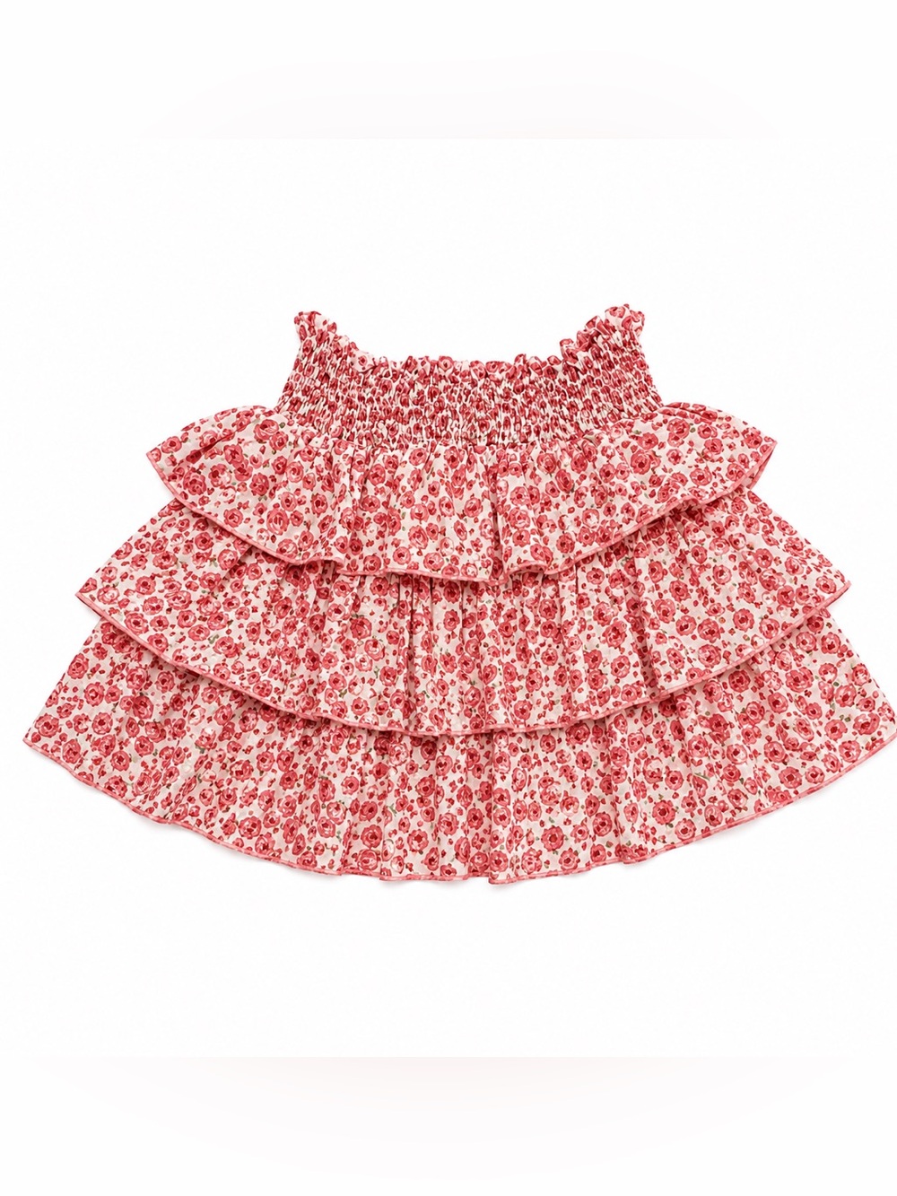 Pink Floral Tiered Skirt